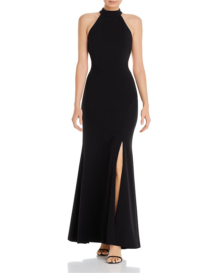 Aqua Exposed Back Evening Gown - 100% Exclusive In Black