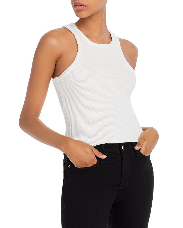 Fore Rib-knit Racerback Top In White