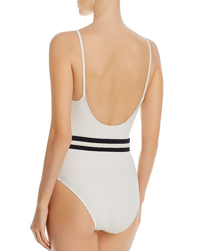 Shop Solid & Striped Nina Belted One Piece Swimsuit In Cream