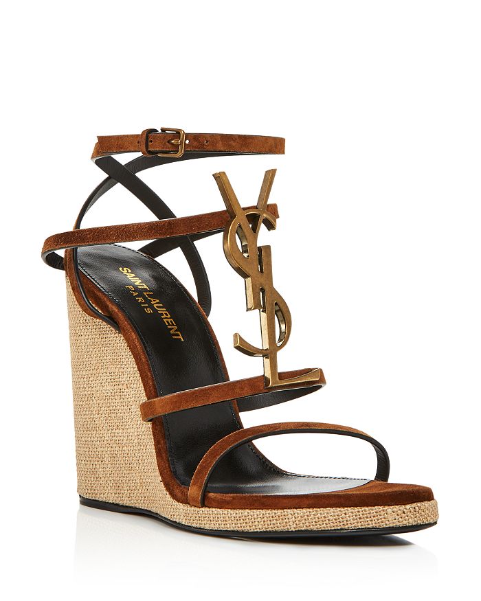 Saint Laurent Women&#39;s Cassandra 105 YSL Wedge Sandals | Bloomingdale&#39;s