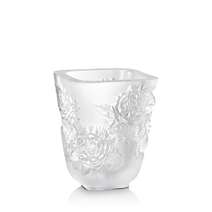 Lalique Pivoines Small Vase In Clear