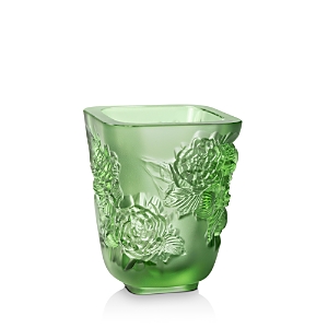 Shop Lalique Pivoines Small Vase In Green