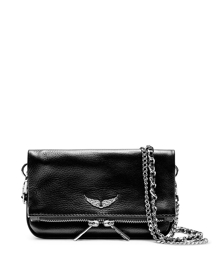 NWT Zadig & Voltaire Grained Leather Nano Rock Stud Clutch Crossbody  Handbag