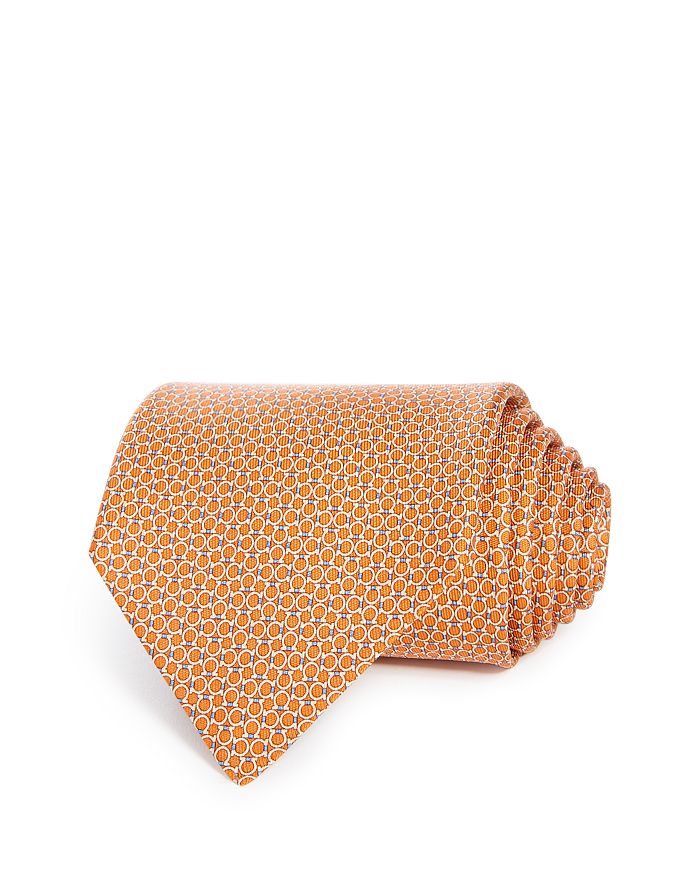 Ferragamo Lampo Silk Classic Tie In Orange