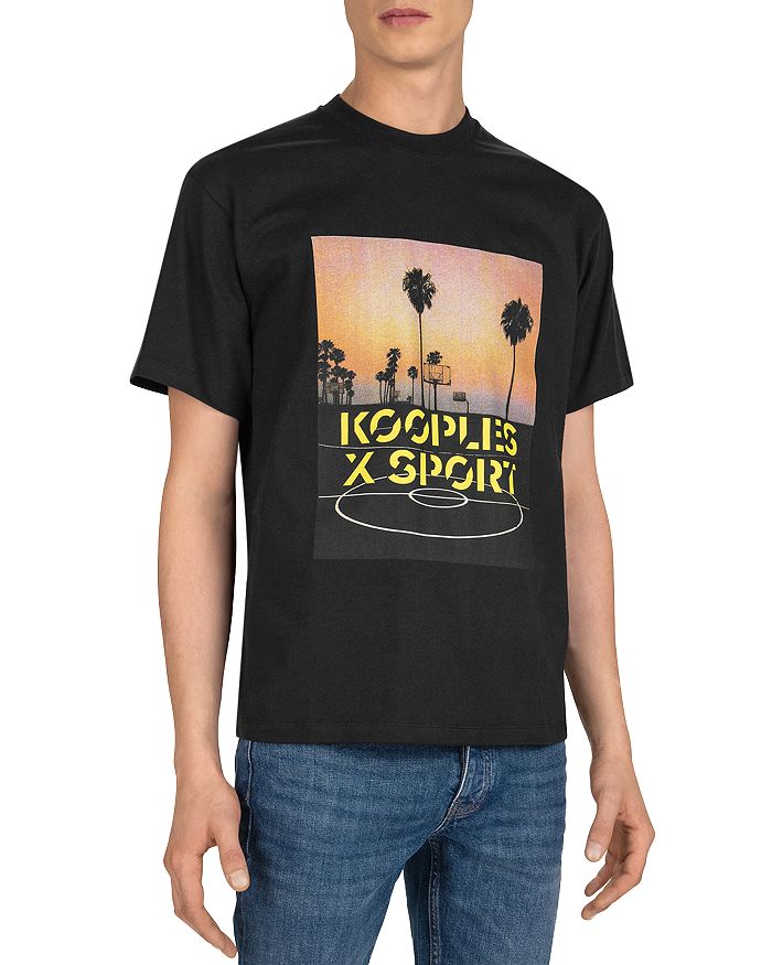 THE KOOPLES COTTON BASKETBALL GRAPHIC TEE,HTSC20038S