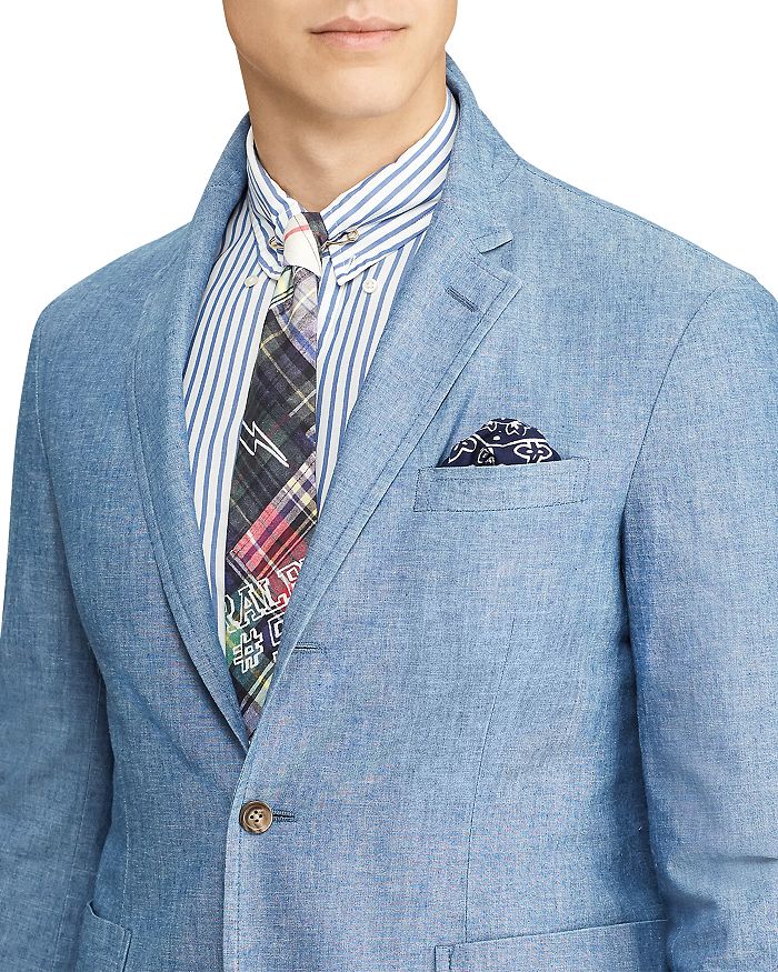 Shop Polo Ralph Lauren Chambray Slim Fit Suit Jacket In Chambray Blue
