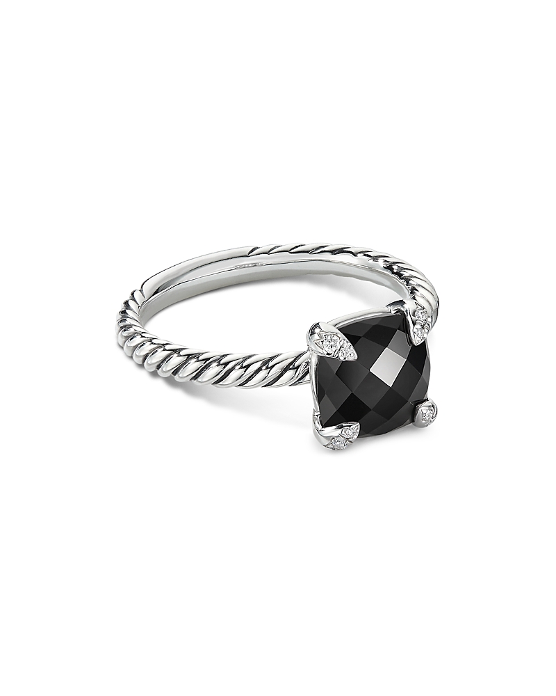 David Yurman Chatelaine Ring with Black Onyx and Diamonds