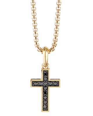 David Yurman Cross Pendant In 18K Yellow Gold With Pav Black Diamonds   10854198 Fpx.tif