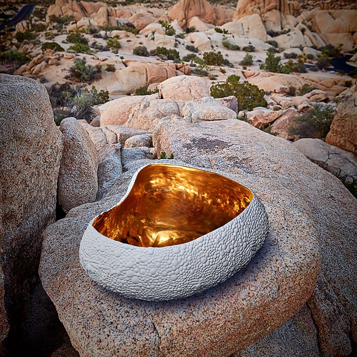 Shop L'objet Haas Mojave Desert Bowl With Gold Interior, Small In White/gold