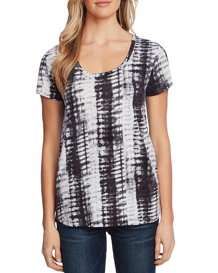 Vince Camuto Printed Linen Tee - 100% Exclusive In Rich Black