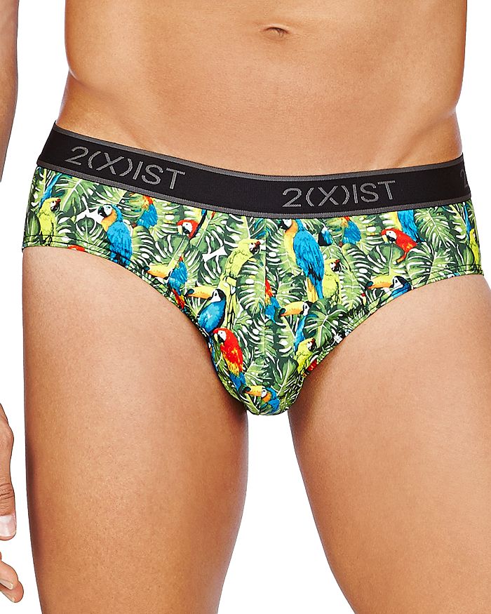 2(x)ist Micro No-show Floral Print Briefs In Tropical Parrot