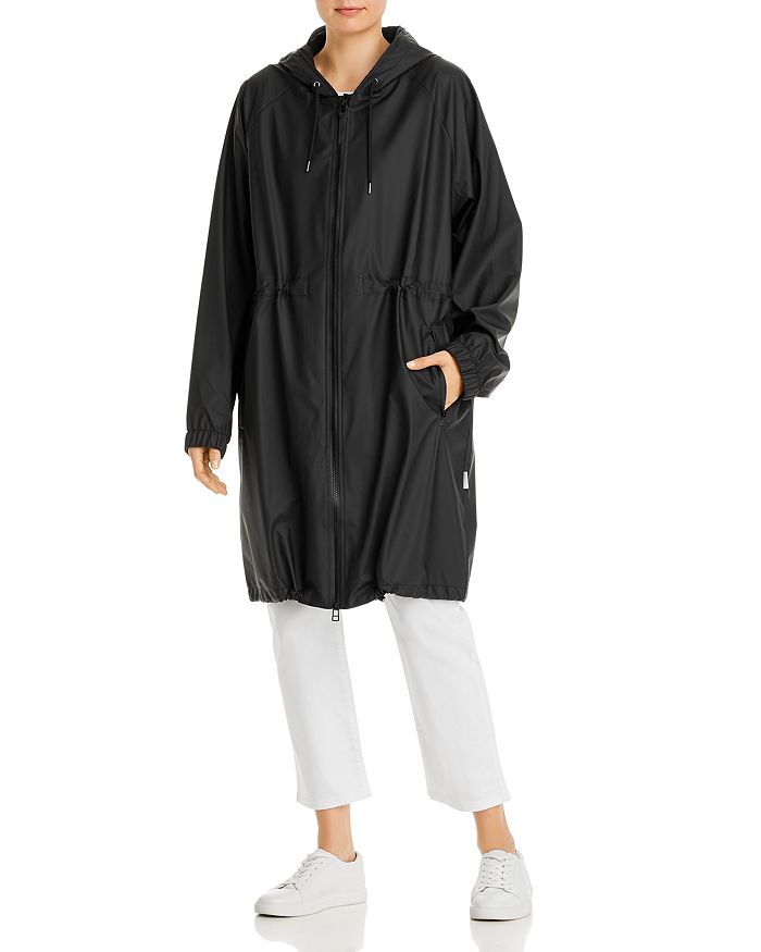Rains Hooded Rain Coat In Black