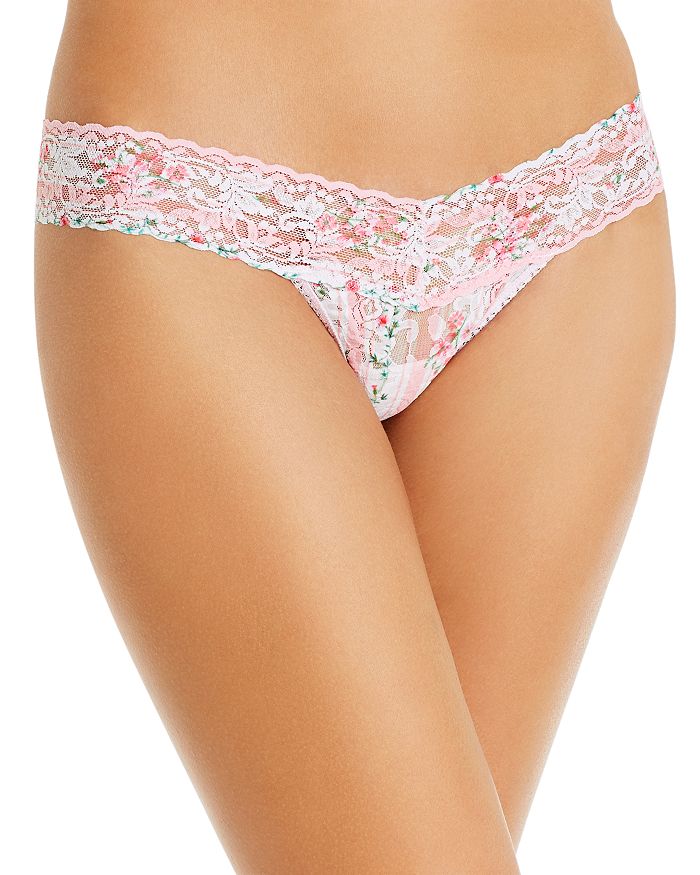 Hanky Panky Low-rise Printed Lace Thong In Prairie