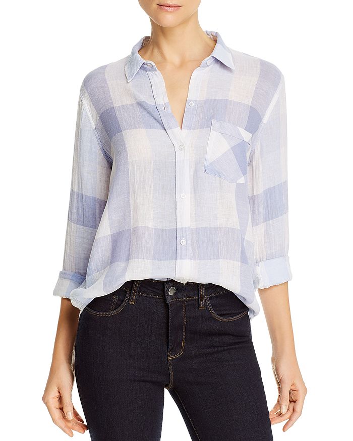 Rails Charli Button-front Check Shirt In Sky Blue Check