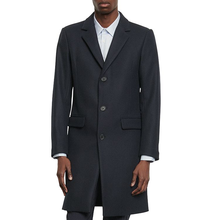 Shop Sandro Apollo Wool Topcoat In Navy Blue