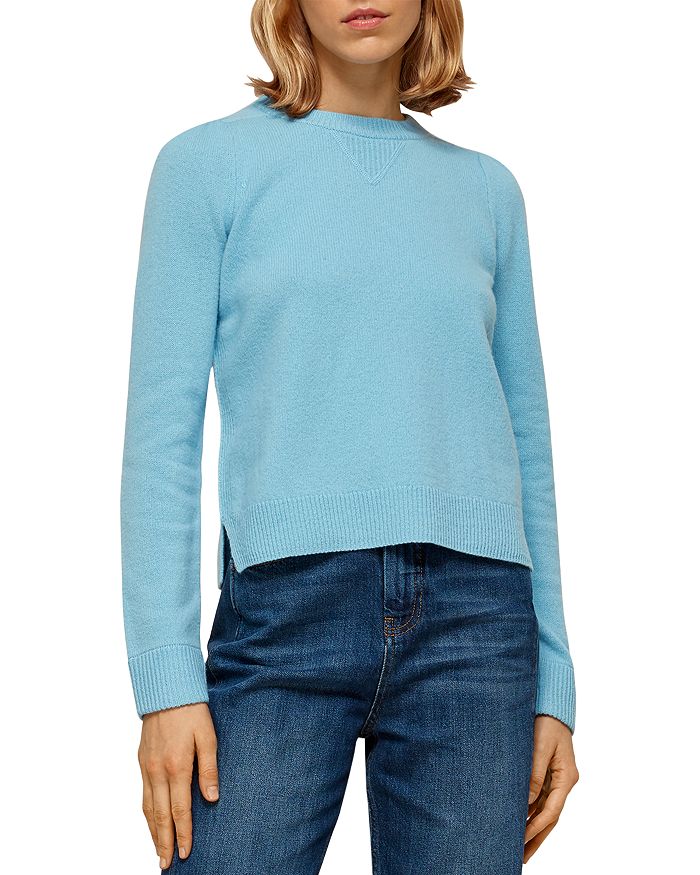 Whistles Puff-sleeve Merino Wool Sweater In Pale Blue