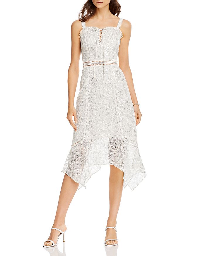 Aqua Lace-up Lace Midi Dress - 100% Exclusive In White