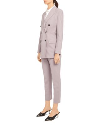 Double-Breasted Blazer & Treeca Wool-Blend Cropped Pants