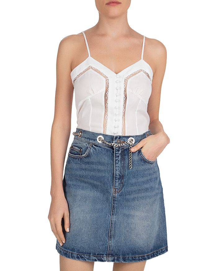 THE KOOPLES IN MOTION LACE TRIM CAMISOLE TOP,FTOP20026K