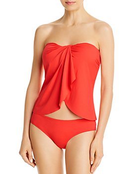 VINCE CAMUTO - Draped Bandeau Tankini Top & Shirred Bikini Bottom