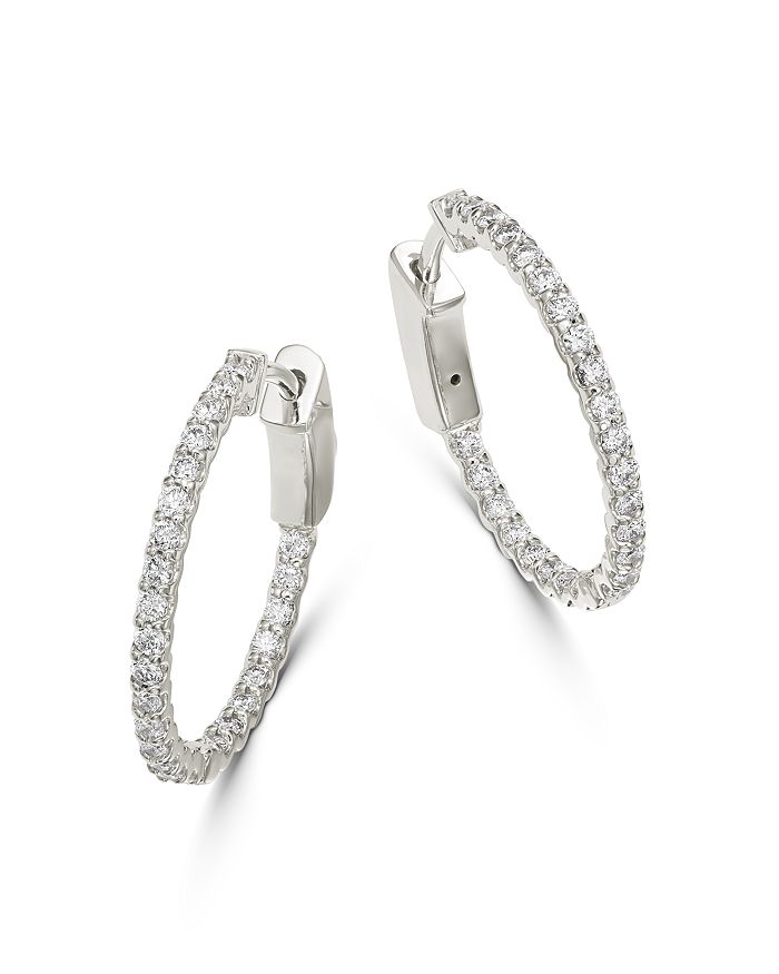 Bloomingdale's Micro-pave Diamond Inside Out Hoop Earrings In 14k White Gold, 0.5 Ct. T.w. - 100% Exclusive