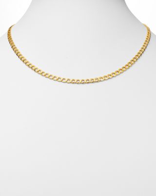 14K Yellow Gold Solid Curb Chain Necklace, 20" 
