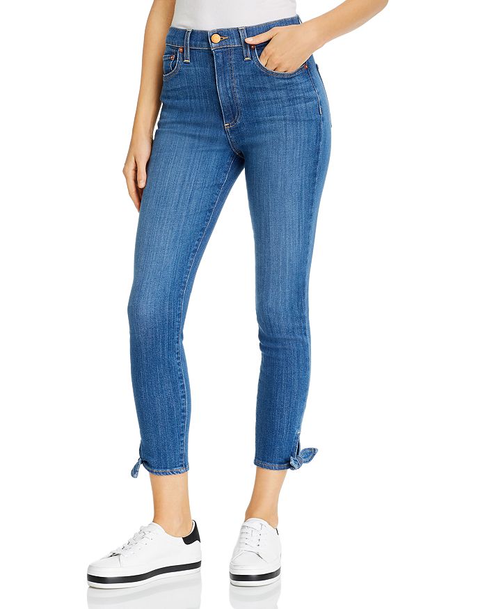 Alice and Olivia Alice + Olivia Good High-Rise Ankle-Tie Skinny Jeans ...