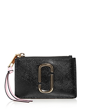 Marc Jacobs Top Zip Leather Multi Card Case In New Black Multi/gold
