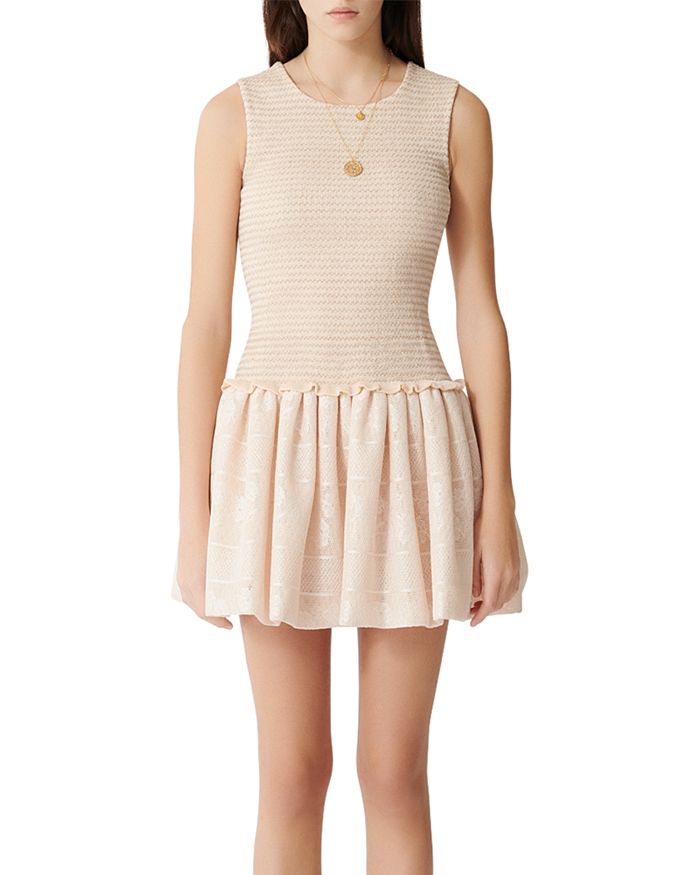 Shop Maje Rolland Mini Dress In Light Beige