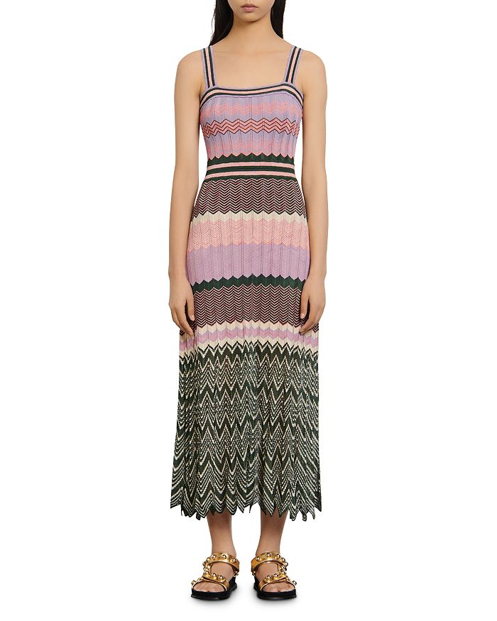 knee length dresses for ladies Sandro Ombre Sea knit maxi dress main image 0