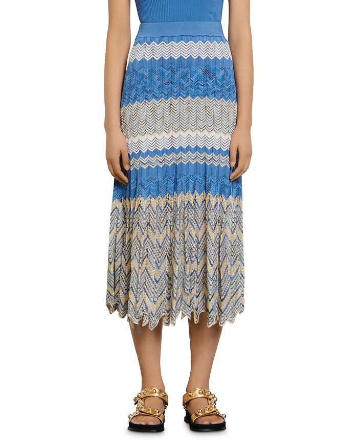 Sandro Soria Chevron Knit Midi Skirt | Bloomingdale's