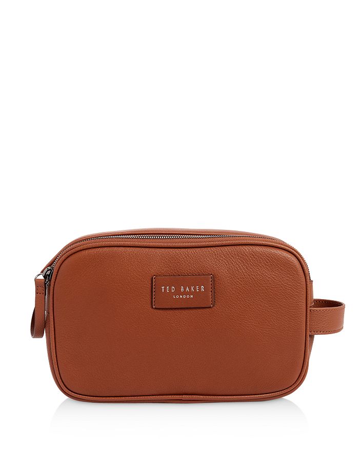 Ted Baker Mxg Tupress Leather Washbag In Tan