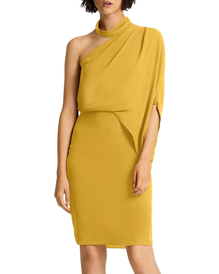 Halston draped mock neck gown new arrivals