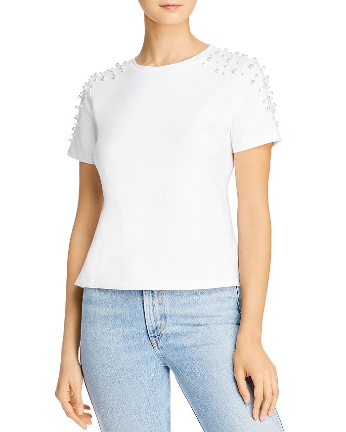 Lucy Paris Pearl Embellished T-shirt - 100% Exclusive In White