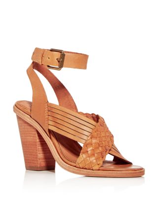 criss cross block heel sandals