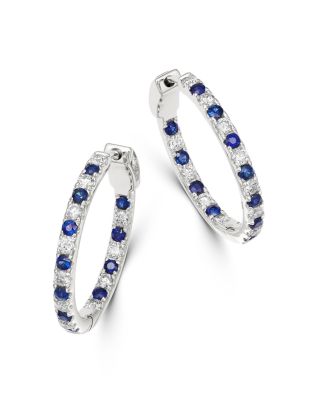 blue diamond hoop earrings white gold