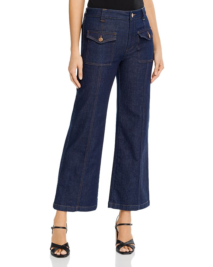 See by Chloé High-Waisted Wide-Leg Jeans in Royal Navy | Bloomingdale's