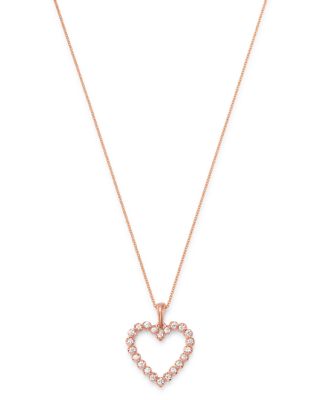 Bloomingdale's Diamond Heart Pendant Necklace In 14K Rose Gold, 0.25 Ct ...