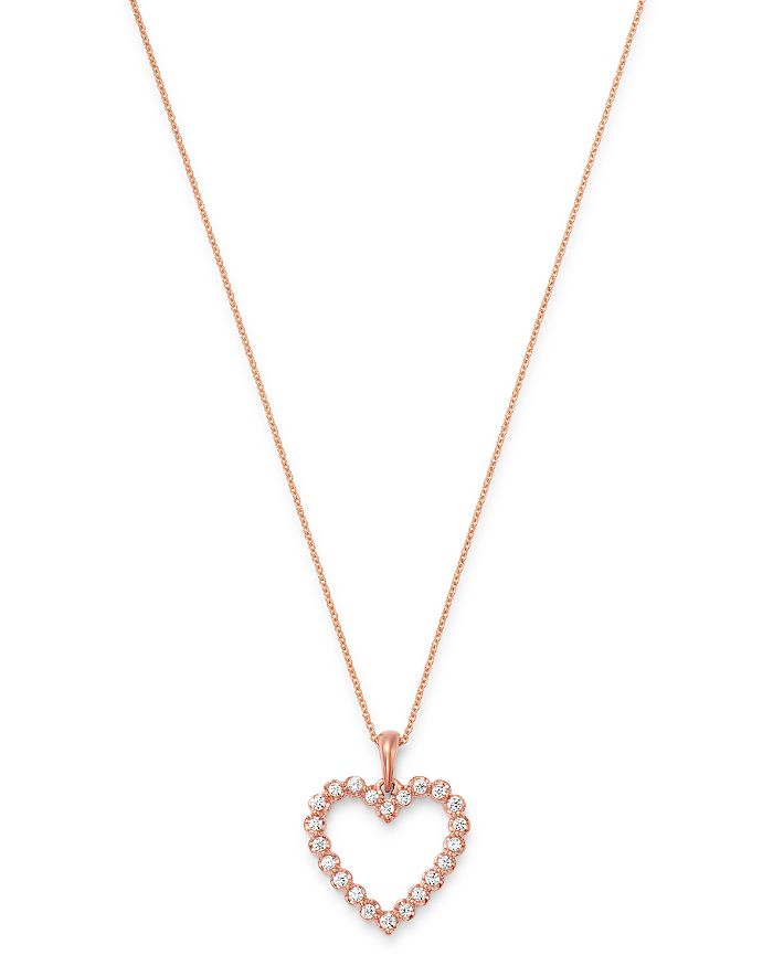 Bloomingdale's Diamond Heart Pendant Necklace in 14K Rose Gold, 0.25 ct ...