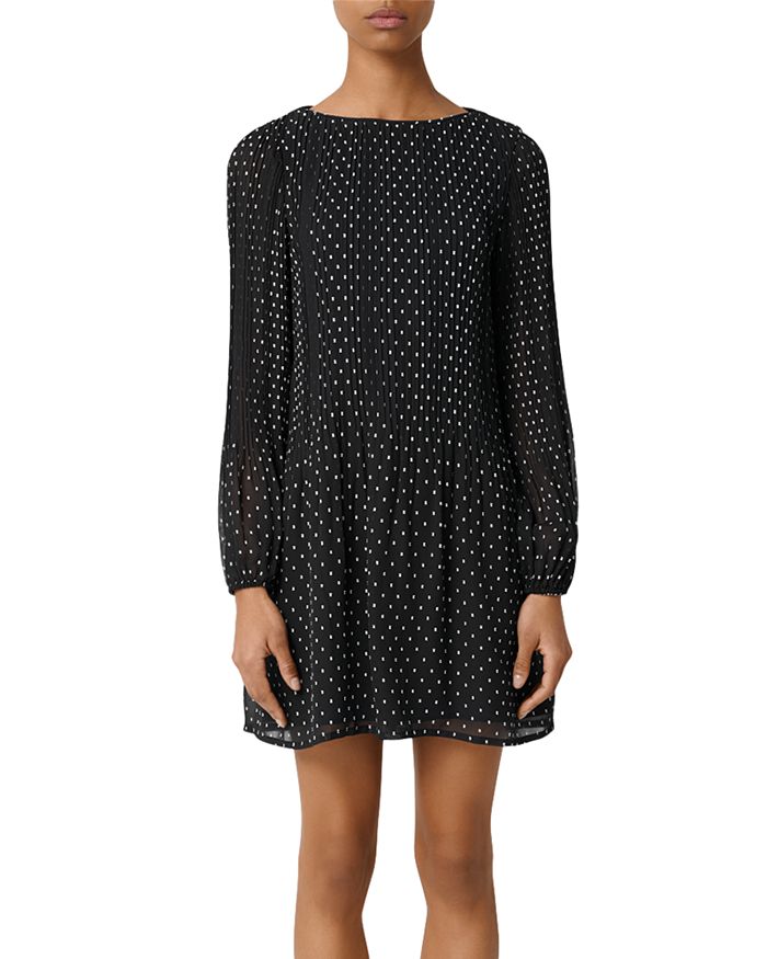 Maje Rockito Pleated Polka Dot Shift Dress Bloomingdale s