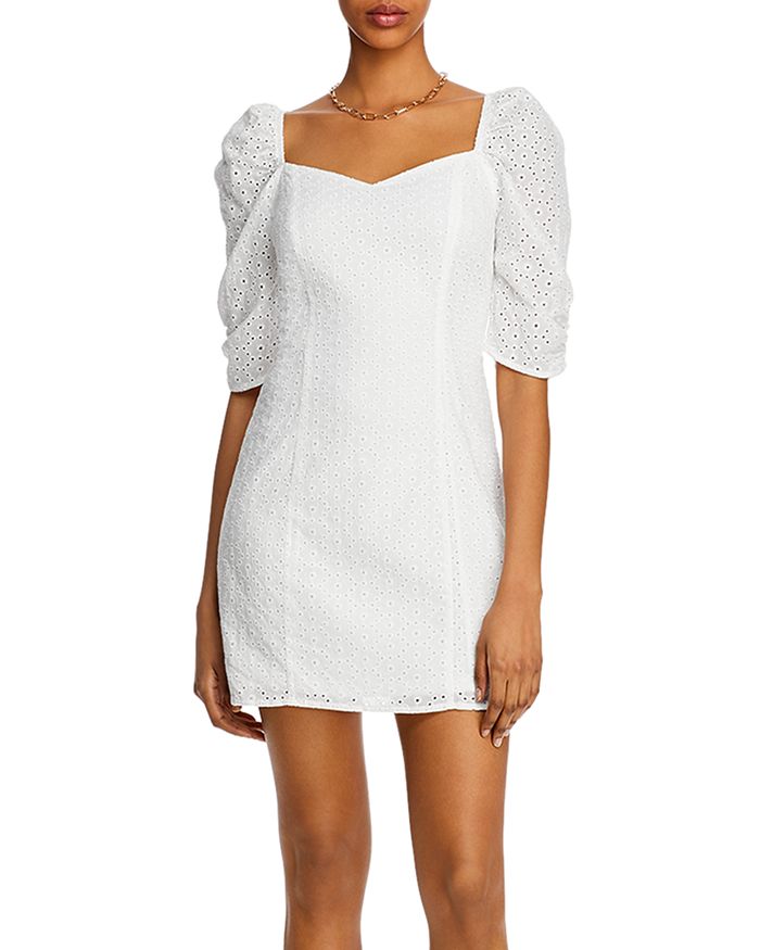 Download AQUA Puff-Sleeve Eyelet Mini Dress - 100% Exclusive ...