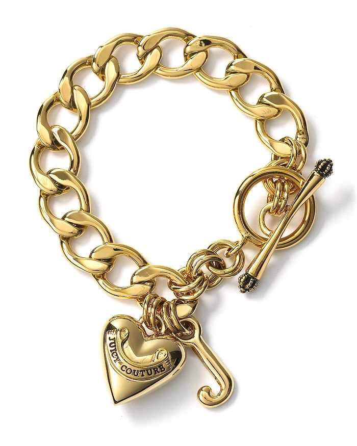 Juicy Couture Goldtone and Rose Heart Pendant Toggle Necklace For Women