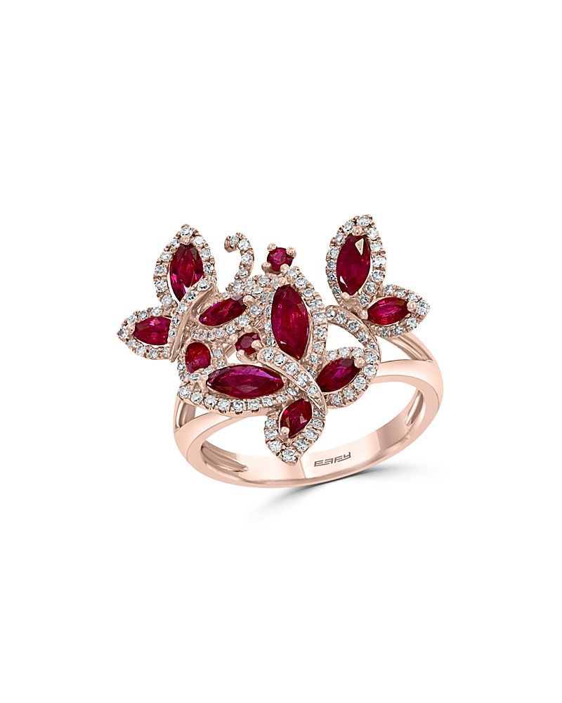 Bloomingdale's Ruby & Diamond Butterfly Statement Ring In 14k Rose Gold -exclusive In Pink/rose Gold
