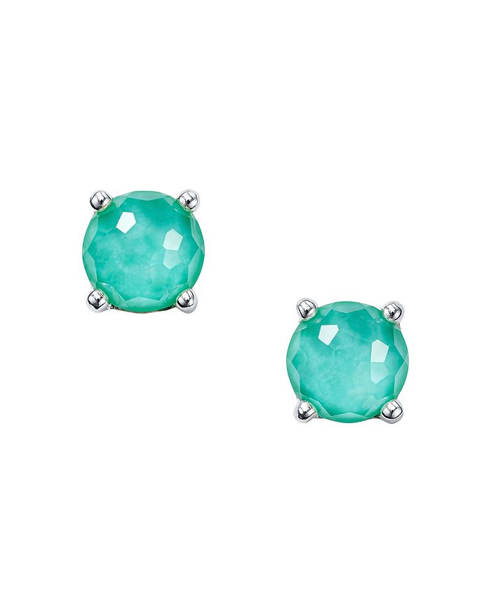 Shop Ippolita Sterling Silver Rock Candy Turquoise & Clear Quartz Crystal Doublet Stud Earrings In Blue/silver