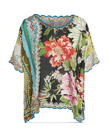 Johnny Was Loden Floral Print Silk Top | Bloomingdale's