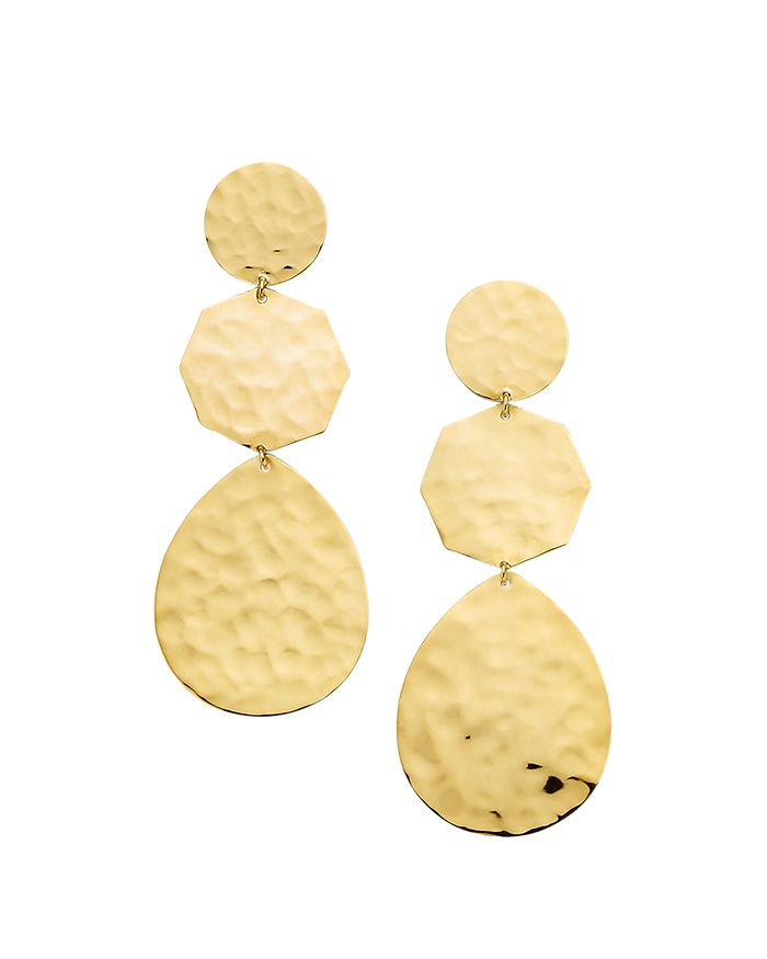 IPPOLITA 18K YELLOW GOLD CLASSICO CRINKLE HAMMERED CRAZY 8'S DROP EARRINGS,GE2260
