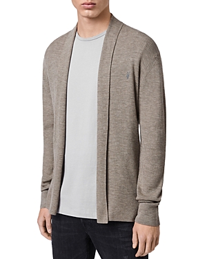 Allsaints Mode Merino Wool Open Cardigan Sweater In Sage Green