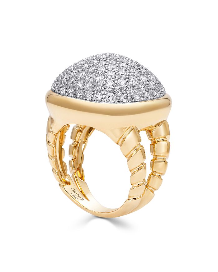 Shop Marina B 18k Yellow Gold Tigella Diamond Pave Dome Ring In White/gold