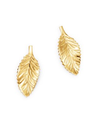 Leaf Stud Earrings in 14K Yellow Gold 
