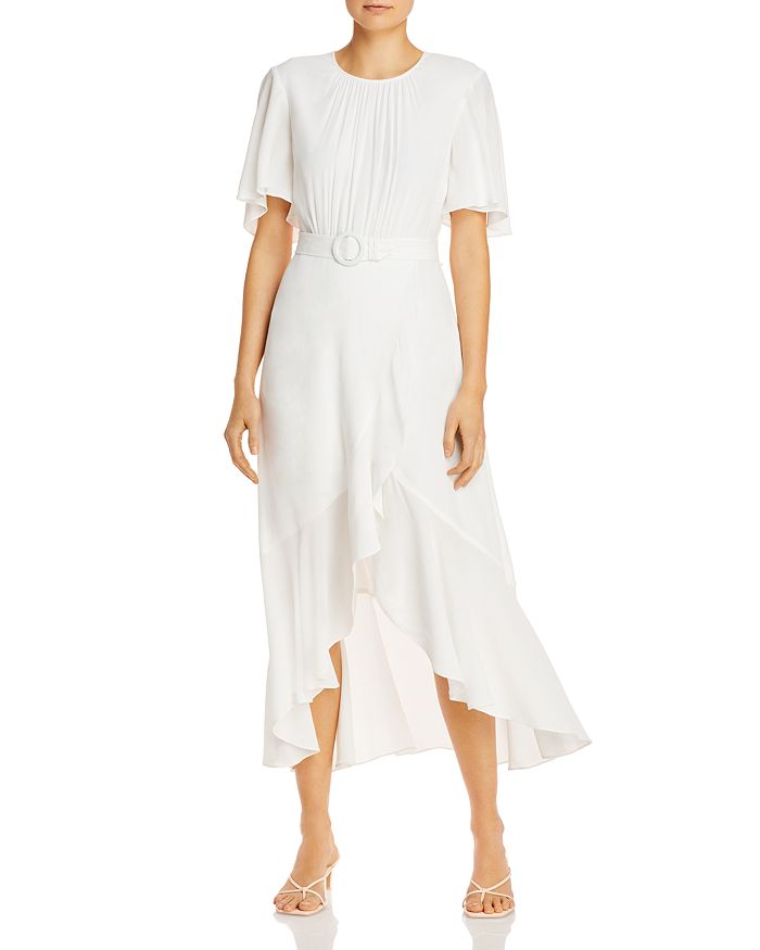 French Connection Emina Belted Midi Dress In Summer White